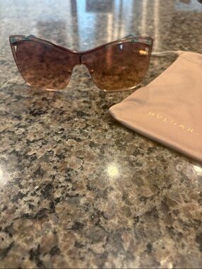 Bulgari Brown Gradient Butterfly Sunglasses with Turquoise Accents